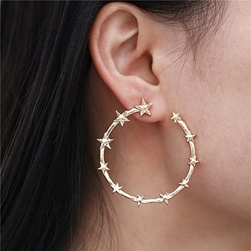 Star Hoop Earrings for Women 18K Gold Plated Silver Pentagram Shooting Lucky Star Earrings Party Jewelry - Image 3