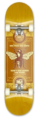 Mob Skateboards Bee 8.0 - Komplettboard 31 x 8 Zoll - Holzbrett aus 7 Schichten Ahornholz - fertig montiert - Skateboard für Jugendliche, Erwachsene, Anfänger und Profis - Gelb