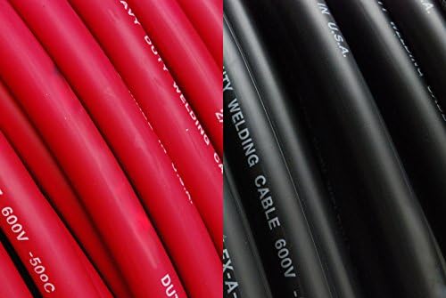 TEMCo INDUSTRIAL WC0180-50' (25' Blk, 25' Red) 2 Gauge AWG Welding Lead & Car Battery Cable Copper Wire Black + RED | Made in USA