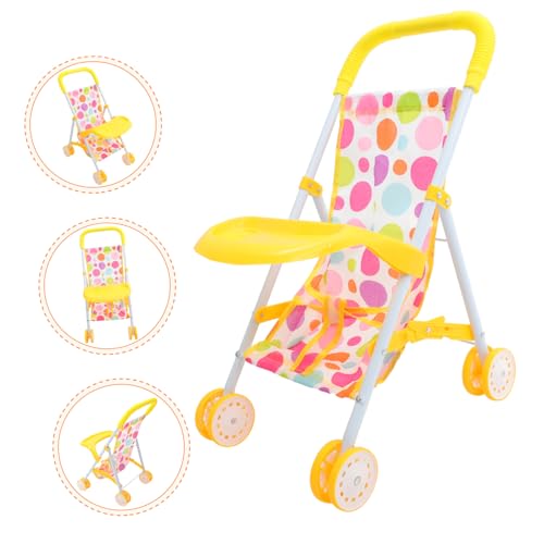 Carrito de muñecas para niñas con accesorios de cochecito compacto 6