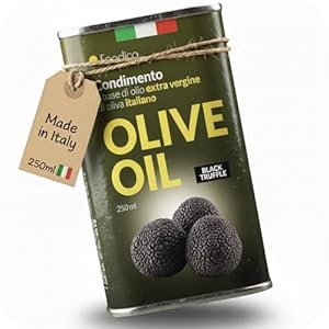 Foodico Trüffelöl – Extra Natives Olivenöl Italienisch – 250ml Metalldose – Schwarzer Trüffel Aroma – Gourmet Würzöl für Risotto, Pasta & Carpaccio – Vegan & Edel