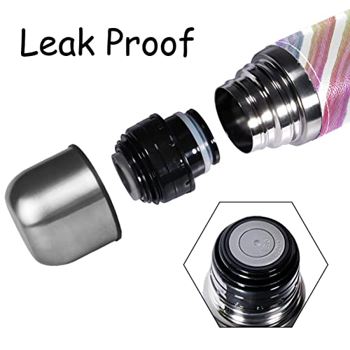 Stainless Steel Leather Vacuum Insulated Mug Abstract Thermos Water Bottle For Hot And Cold Drinks Kids Adults 16 Oz #TOP1