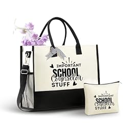InnoBeta School Counselor Gifts for Women Canvas Tote Bag, Counselor Gifts Tote with Top Zipper Closure and Shoulder Strap for Birthday, Mother's Day, Christmas - STUFF