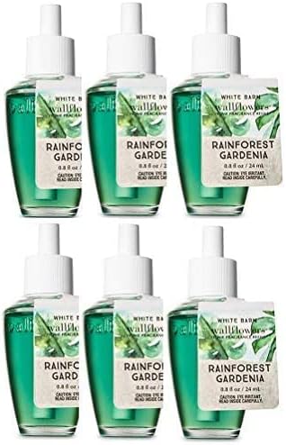 Bath and Body Works 6 Pack, Rainforest Gardenia Wallflowers ( 0.8 fl oz / 24 ml) Fragrance Refill Each