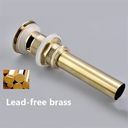 Ablaufgarnitur Waschbecken, Universal Ablaufgarnitur mit/ohne &Uuml;berlauf f&uuml;r Waschbecken/Waschtisch Pop Up Ventil Ablaufventil Abflussgarnitur Waschbecken St&ouml;psel Ablauf Werkzeugloser Einbau, Gold