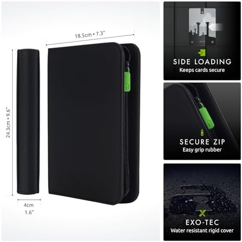 Vault X 4 Pocket Zip Binder, 160 Cards, Exo-Tec Material, 20 Side-Loading Pages (Black) — view 2