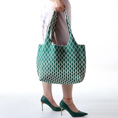 Women Crochet Shoulder Purse Large Capacity Ripple Hobo Tote Bucket Bag Underarm Shoulder Handbag For Daily Vacation2