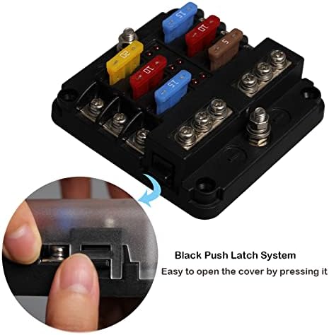 12v Fuse Box - ENDARK Car Fuse Box & ATC/ATO Blade Fuse Holder & 6 Way 12 volt Fuse Box with Negative Bus LED Indicator for Car, Boat, Van, SUV