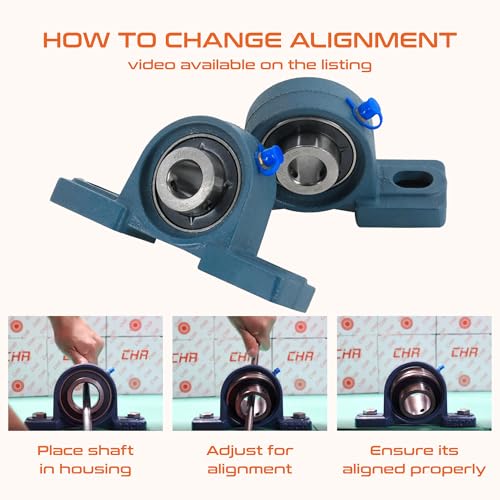 Image of CHR 2 Pack UCP202-10 Pillow Block Bearings | Mounted Pillow Block Bearings - Chrome Steel with 5 /8 inch Bore | ISO 9001-2015 Certified