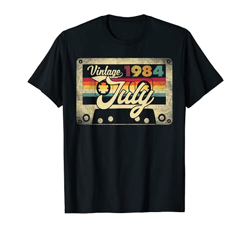 Vintage July 1984 37th Birthday 37 Years Old Retro Cassette Camiseta