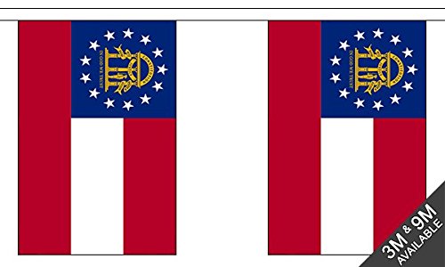 Flagtex Georgia State New Fabric Bunting – 9m with 30 Flags – Indoor & Outdoor Decoration – String Flags Banners GA State USA American South Southeast