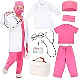 Toylink Kids Doctor Costume Pretend Play Kit with Lab Coat Carrying Bag Accessories Halloween Doctor Dress up for Boys Girls