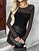Zeagoo Women's Mesh Blouses Sexy Sheer Long Sleeve Shirts Crew Neck Going Out Tops Fall Lace Clothes Black M