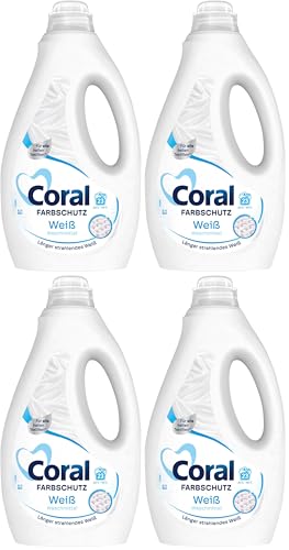 Coral Farbschutz Weiß Waschmittel Flüssigwaschmittel für länger strahlendes Weiß 23 WL (Packung mit 4)
