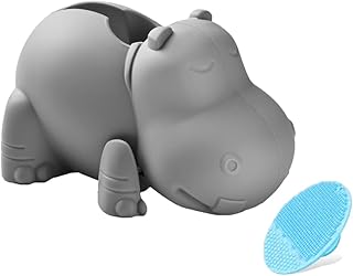 Mandoo Faucet Cover Bathtub Baby, Bath Spout Cover for Baby, Bath Faucet Cover for Kids, Tub Spout Cover Bathtub Faucet Cover Kids Safety, Protection Baby Universal Bath Silicone Toys Grey Hippo