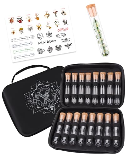 CZYY RPG Dice Storage Case, 16 Potion Tubes in Portable EVA Organizer