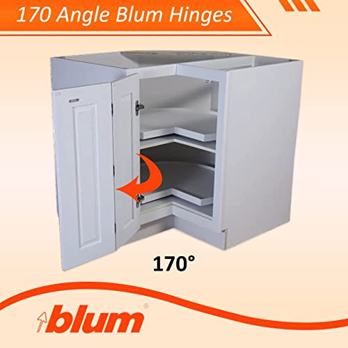 Blum 170 Degree Cabinet Hinges Bundle – Pack Of 2 Full Overlay Self Close Door Face Frame Nickel Hinges With 2 Cabinet Bumpers & 8 Screws Lazy Susan Corner Cabinet Hinges Concealed European Hinges #TOP1