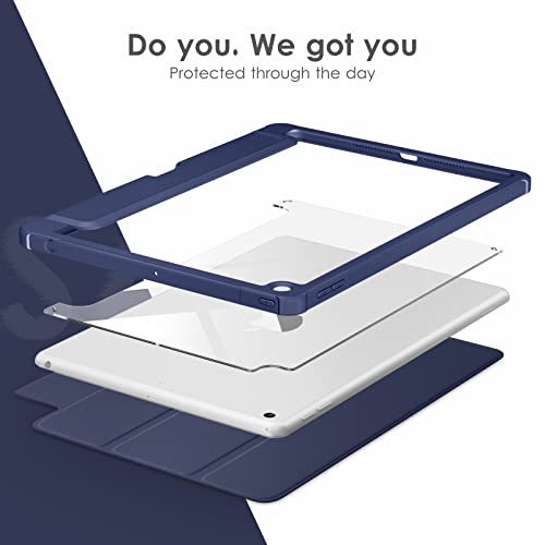 VIKESI Case for iPad 9th / 8th / 7th Generation 10.2 inch (2021/2020/2019 Released), Clear Back, TPU Shockproof Frame Cover[Built-in Pencil Holder,Support Auto Sleep/Wake] for ipad 10.2 - Blue by VIKESI - Image 3