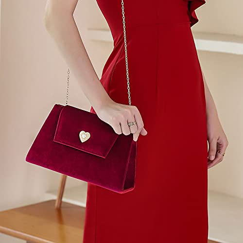 Mulian Lily Women Velvet Clutch Purse Pearl Top Handle Handbag Classic Wedding Party Prom Evening Bag Burg M528 #TOP4