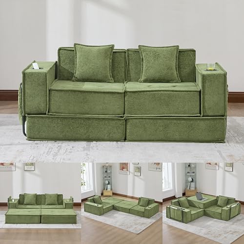 Yihomfy Canapé Convertible 2 Places 5 en 1, Canape lit Modulable avec Stockage, Canape Dangle...