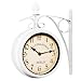 Produktbild Deuba Zweiseitige Bahnhofsuhr - Wanduhr Uhr Retro Antik Stil Quarz - weiß