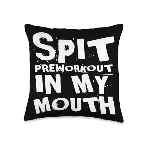 Spit Preworkout In My Mouth Gym Gifts Co. Spit Preworkout in My Mouth Funny Gym Fitness Workout Meme Throw Pillow, 16x16, Multicolor