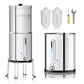 Purewell Upgraded 9-Stage Gravity Water Filter System with Water Level Window, 0.01?m Ultra-Filtration Countertop System with 2 Filters and Stand, Reduce Fluoride & Chlorine, BO-FL-2.25G
