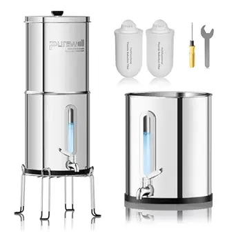 Purewell Upgraded 9-Stage Gravity Water Filter System with Water Level Window, 2.25 Gallon, PW-FH-CF