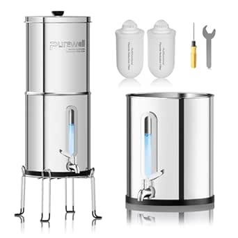Purewell Upgraded 9-Stage Gravity Water Filter System with Water Level Window, 2.25 Gallons, PW-FH-CF