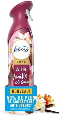 Febreze Air, Air Freshener Spray, Odour Fighting Room Spray, Deodourizer for Home Bathroom Kitchen Office Apartment Dorm Room Classroom, Vanilla Suede, 230g, 1ct - 1