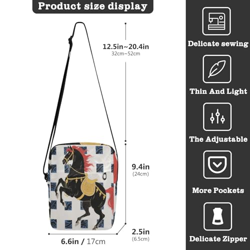 messenger bag for men Small Crossbody Bag Women Womens Fashion Purses Adjustable Strap for Travel Travel- Black Horse Japanese3