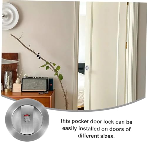 Cerradura para puerta corrediza ARTIBETTER de privacidad, herraje interior duradero para dormitorios con fácil instalación y acabado en níquel miniatura 2