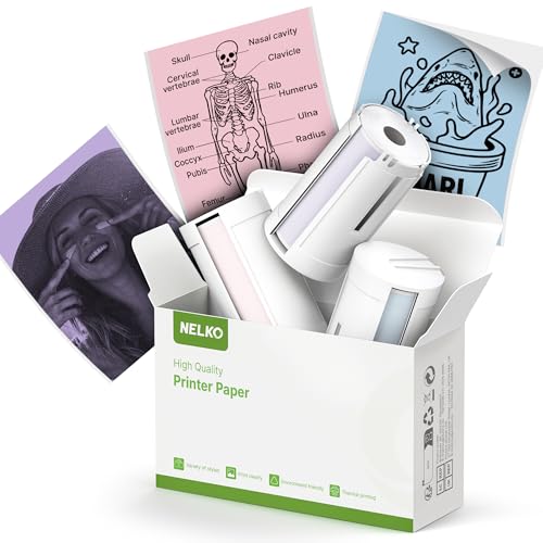 Nelko.usa Nelko Genuine PM230 Thermal Printer Stickers, 3 Rolls, Blue/Pink/Purple
