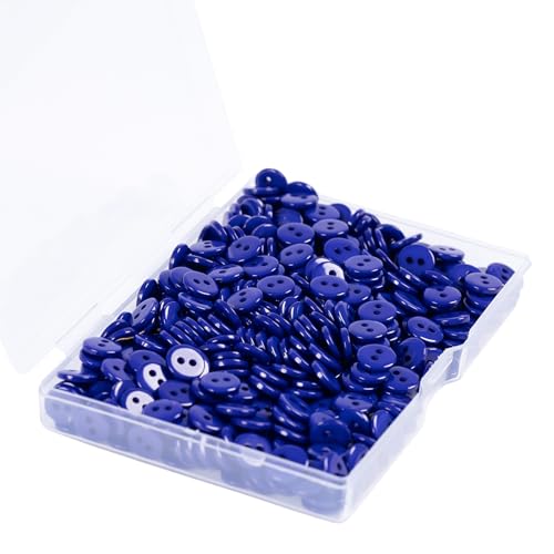 Lilaly 500pcs Dark Blue Sewing Buttons, 11/32-inch (9MM) 2 Hole Buttons for Clothes, Craft, Sewing & DIY