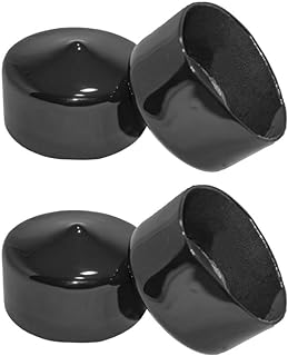 Rubber Pipe Cap End Caps 2 Inch Round Black Vinyl Covers Pack of 4 Hardware Plugs for Pipes Dock Poles PVC Flexible Push On Design Metal Tubing Post Rubber Cover Snug Fit 1" Deep