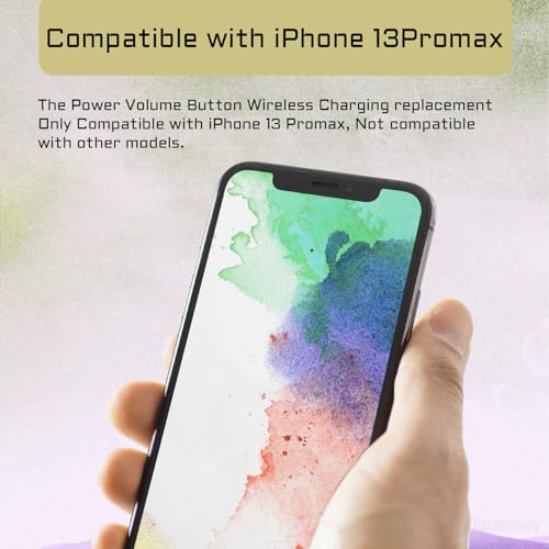 Risidamoy Power Volume Button NFC Chip Wireless Charging Charger Panel Coil Replacement for iPhone 13 PRO MAX On/Off Cable Repair Switch Control Silent Mute Key Assembly with Metal Bracket - Thumbnail 4