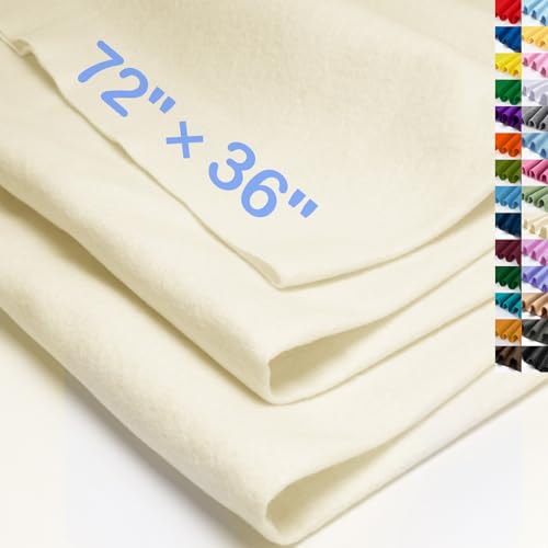XSEINO Ivory Large Felt Fabric 72 X 36 (2 Square Yards) 1.4 mm Thick Soft Felt Fabric Sheet for Crafts White Series Colors Soft Nonwoven Fabric Fit for Decoration Sewing DIY Crafts