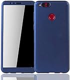 König Design Schutz-Hülle geeignet für Huawei Honor 7X Hülle mit Panzerglas | Sturzsichere Full Cover Handyhülle in Blau