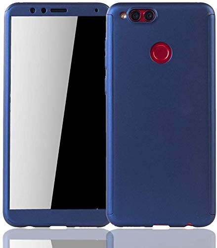 König Design Schutz-Hülle geeignet für Huawei Honor 7X Hülle mit Panzerglas | Sturzsichere Full Cover Handyhülle in Blau