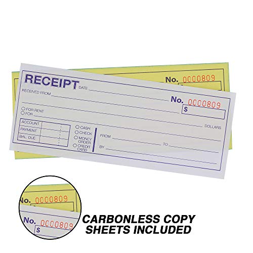 Emraw 2-Part Carbonless Cash Or Rent Receipt Book General Purpose Sales Money Book White And Canary Contractor's Invoice Proposal Form Book Sales Tickets Pack Of 2 #TOP1