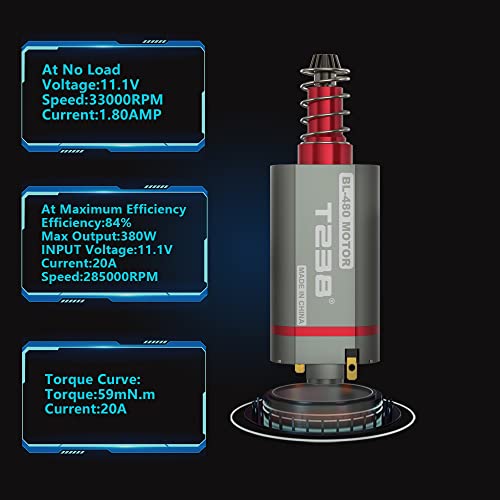 T238 Airsoft Brushless Motor, 39000Rpm High Speed High Torque Long Axis Motor For Airsoft Gearbox V2 #TOP3