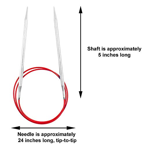Chiaogoo Knitting Needles Red Lace Circular 24 Inch (61Cm) Stainless Steel Size Us 3 (3.25Mm) Bundle With 1 Artsiga Crafts Stitch Holder 7024-3 #TOP2