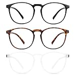 Przene 3 Pack Blue Light Blocking Glasses Women/Men,Retro Round Computer Glasses Anti Eye Strain/UV/Glare, Gaming Glasses. (Black/Crystal/Amber) - Image 4