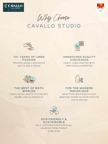 Image of Cavallo by Linen Club Full Sleeve Solid Regular Fit Linen Casual Shirt