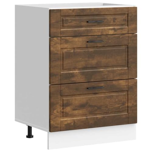 vidaXL Küchenunterschrank Porto Räuchereiche Holzwerkstoff, Spülenunterschrank, Küchenschrank, Küchenzeile, Unterschrank für Küche, Schrank Küche