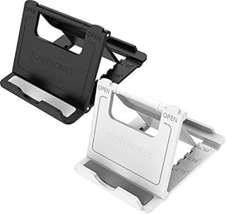 Phone Stand Portable, Adjustable Multi-Angle Mobile Cell Phone Stand Holder,Tonyhoney 2 Pack Foldable Pocket Desktop Holder Stand for iPhone XPlus/7/7 Plus/6,iPad,E-reader,Tablet,Black&White (Black)