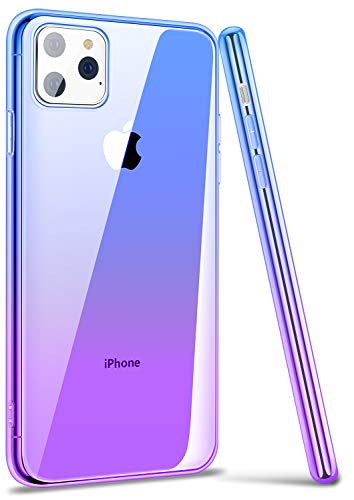 iPhone 11 Pro 5.8 Inch Case, Ansiwee Thin Colorful Clear Shell Super Slim Case Translucent Impact Resistant Flexible TPU Bumper Protective Case for Apple iPhone 11 Pro (Blue Purple)