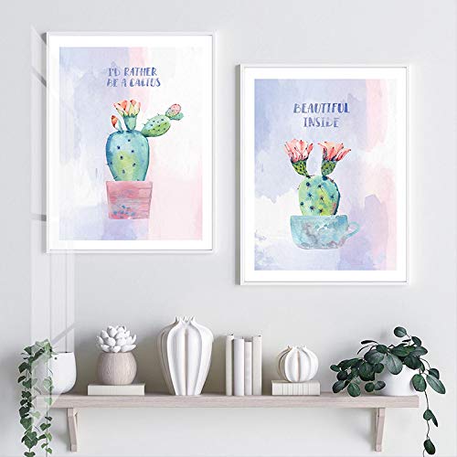 Toile Peinture Affiche Botanique Pastel Cactus Décoration Maison Salon Style Nordique