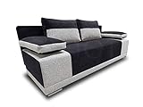 Schlaffläche: 200x135 cm Schlafsofa Roxy - Bettsofa, Sofa mit Schlaffunktion, Klappsofa mit Bettfunktion, mit Bettkasten, Couchgarnitur, Couch, Sofagarnitur (Schwarz + Beige (Doti 100 + Bering 21))