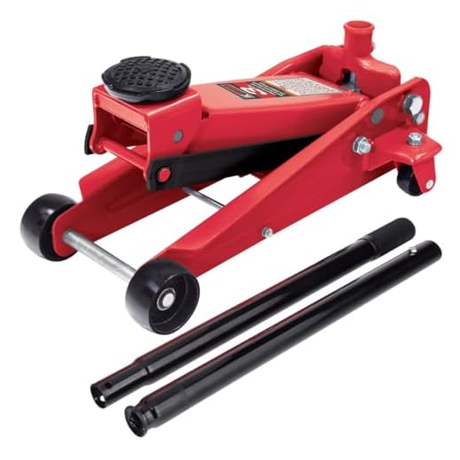 K Tool International 63131B 3 Ton Automotive Service Floor Jack for Garages, Repair Shops, and DIY, Portable, Compact, 6,000 lbs. Capacity, Hydraulic Lifting Range 5.5" - 8.75", Heavy Duty Steel, Red